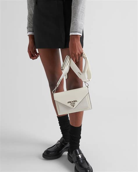 White Saffiano leather mini envelope bag 